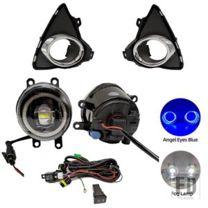 トヨタ 自動車用 LEDフロントバンパーフォグランプフォグランプ オーリス2014 2015ハーネス配線カバーグリルハロゲンエンジェルアイDRL - Blue ring set