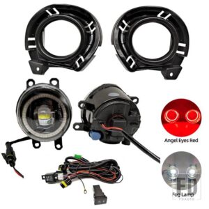 トヨタ 自動車用 LEDフォグランプ フォグランプ カローラ アクシオ フィールダー 2015 2016 2017 ハーネス配線カバー グリル ハロゲン エンジェ - Red ring set