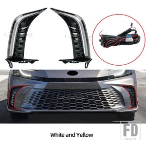 トヨタ 自動車用 LEDデイタイムランニングライトDRLフロントバンパーフォグランプカバーイエローウィンカー付き カムリSE XSE 2024 2025用 - SE XSE model