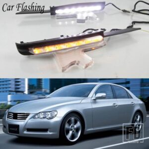トヨタ カーフラッシュ 1ペア DRL MARK X REIZ 2004-09 LED DRL デイタイムランニングライト ウィンカーランプ付き - White