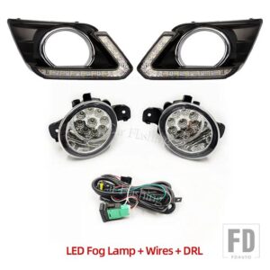 日産 1ペア LED DRL X-TRAIL XTRAIL X TRAIL 2014 2015 2016 デイタイムランニングライト デイライト フォグランプカバー フォグランプ - LED set