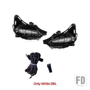 トヨタ デイタイムランニングライトウィンカーフォグランプフォグランプグリルベゼルケーブルスイッチLED DRL カローラ LE XLE 2017 2018 2019 - White