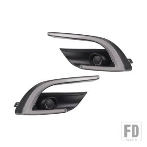 マツダ 2個 3 アクセラ 2017 2018 LED DRL デイタイムランニングライトデイライト黄色ランニングウィンカーフォグランプカバー
