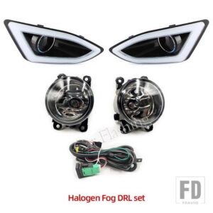 LEDフロントバンパーフォグランプフォグライトワイヤーハーネスグリルカバーFORD EDGE 2015-18 DRLデイタイムランニングライト - Halogen Fog DRL Set