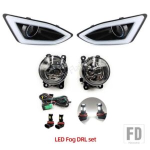 LEDフロントバンパーフォグランプフォグライトワイヤーハーネスグリルカバーFORD EDGE 2015-18 DRLデイタイムランニングライト - LED Fog DRL Set
