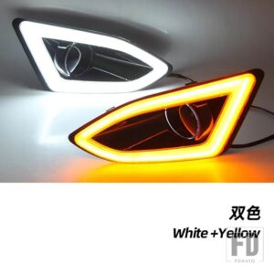 LEDフロントバンパーフォグランプフォグライトワイヤーハーネスグリルカバーFORD EDGE 2015-18 DRLデイタイムランニングライト - Only WhiteYellow DRL