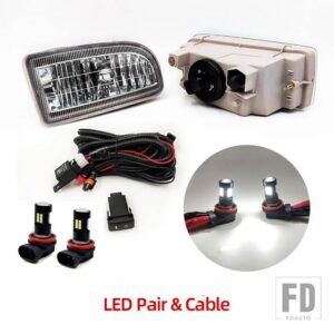 トヨタ ランドクルーザー 100 ヘッドライト LC100 1998-2007 ハロゲンヘッドライト LEDフォグランプ フォグライト - LED Pair cable