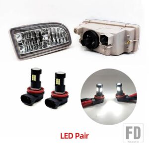 トヨタ ランドクルーザー 100 ヘッドライト LC100 1998-2007 ハロゲンヘッドライト LEDフォグランプ フォグライト - LED Pair
