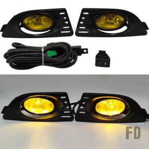 ACURA RSX 2005 2006 2007用 フロントバンパーライト ドライブフォグランプハーネスキット フォグライトカバー イエローレンズ ハロゲン - Yellow lens set