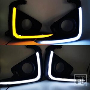 スズキ エルティガ 2018 2019 LEDデイタイムランニングライト DRL フォグランプカバー ヘッドランプ イエローウィンカー 1ペア - White