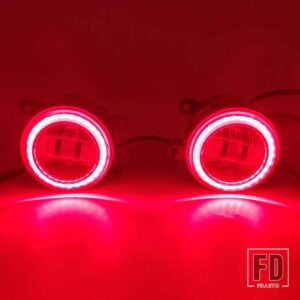 日産 パスファインダー R51 2005-2012 用 エンジェルアイ フォグライトアセンブリ フロントバンパー LEDレンズ フォグ デイタイムランニングラ - Red Angel Eye
