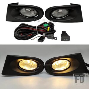 ACURA RSX 2002 2003 2004用 フロントバンパーライト ドライブフォグランプハーネスキット フォグライトカバー イエローレンズ ハロゲン - White lens set