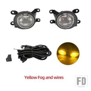 トヨタ 自動車用 LEDフォグランプ ハイラックス レボ 2024 フロントバンパー フォグランプ カバー グリル フレーム カバー ケーブル ベゼル フ - Yellow fog wires