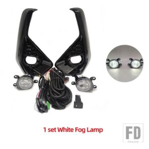 トヨタ 自動車用 LEDフォグランプ ハイラックス レボ 2024 フロントバンパー フォグランプ カバー グリル フレーム カバー ケーブル ベゼル フ - White fog set
