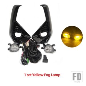 トヨタ 自動車用 LEDフォグランプ ハイラックス レボ 2024 フロントバンパー フォグランプ カバー グリル フレーム カバー ケーブル ベゼル フ - Yellow fog set