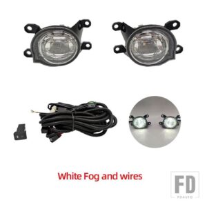 トヨタ 自動車用 LEDフォグランプ ハイラックス レボ 2024 フロントバンパー フォグランプ カバー グリル フレーム カバー ケーブル ベゼル フ - White fog wires