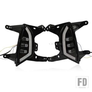 シボレー 自動車用 LEDデイタイムランニングライト エクイノックス 2022 2023 2024 防水 12V DRL フォグランプ カバー ウィンカー デコレーショ - White and Yellow
