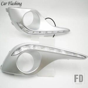 トヨタ ハイランダー 2012 2013 2014 用 カーフラッシュ DRL デイタイムランニングライト フォグランプカバー ヘッドライト 12V デイライト - White