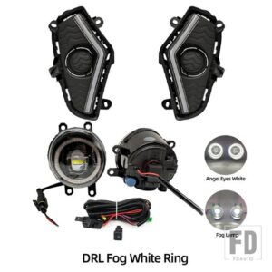 トヨタ LED DRL フォグランプ RAV4 2019-22 デイタイムランニングライト フォグランプ カバー グリル フレーム ウィンカー エンジェルアイ - DRL Fog White Ring