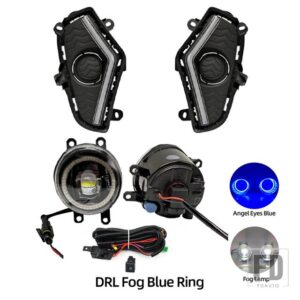 トヨタ LED DRL フォグランプ RAV4 2019-22 デイタイムランニングライト フォグランプ カバー グリル フレーム ウィンカー エンジェルアイ - DRL Fog Blue Ring