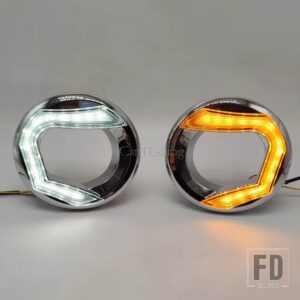 ランドクルーザープラド FJ150 2700 4000 LC150 2014 2015 2016 LEDデイタイムランニングライトフォグランプカバーウィンカー付き - White and Yellow
