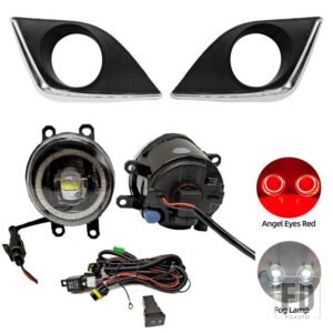 トヨタ 自動車用 LED DRLフォグランプ カローラ アルティス/L/LE/LE ECO USモデル 2014 2015 2016 ハーネス配線カバー エンジェルアイ - Red ring set
