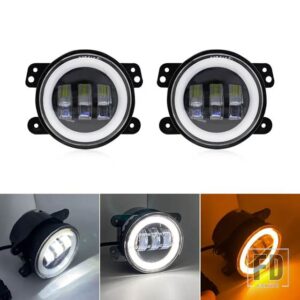 ジープ ラングラー JK LJ TJ ダッジ ジャーニー マグナム ATV 60W 4インチ LED パッシングフォグランプ ホワイト DRL アンバー ウィンカーラン - White amber