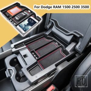 自動車用 アームレスト収納ボックストレイ ダッジ ラム 1500 2500 3500 2019-24 アクセサリー RAM 1500 2500 3500 グローブボックス - Red 2