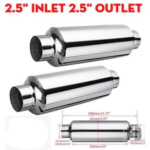 汎用 1/2個 63mm 2.5インチ 自動車用 マフラー サイレンサー 共振器 ステンレス マフラーチップ サイレンサー 排気システム - 2pcs