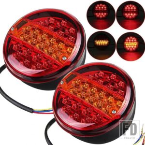 汎用 1X/2X/4X 25 LED 12V 24Vカーテールライトリアストップインジケーターブレーキライトラウンドシグナルトレーラートラックキャラバンバンロ - 2pcs