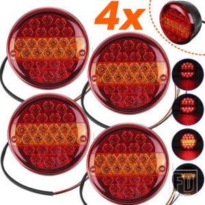 汎用 1X/2X/4X 25 LED 12V 24Vカーテールライトリアストップインジケーターブレーキライトラウンドシグナルトレーラートラックキャラバンバンロ - 4PCS