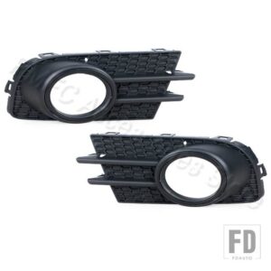 VW フロントバンパーフォグランプギルフォグライトフレームカバー ティグアン 2012 2013 2014-2018 EUバージョン 5N0853666 5N0853665 - Black-1Pair