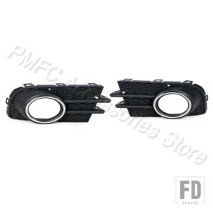 VW フロントバンパーフォグランプギルフォグライトフレームカバー ティグアン 2012 2013 2014-2018 EUバージョン 5N0853666 5N0853665 - Silver-1Pair