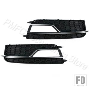 アウディ 自動車用 フロントバンパーグリル フォグランプグリル カバーフレームトリム 蓋ベゼル A5 S-LINES S5 2013-16 8T0807681K - Silver Plating-1Pair