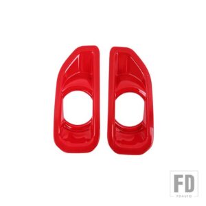 ジープ フォグランプカバーステッカーヘッドライトトリムフレームカーアクセサリーラングラーJLサハラ2018-22用自動車用 - Red