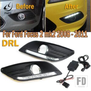 フォード DRL LED デイタイムランニングライト フロントドライビングランプ フォグランプ ホワイト 12V 自動車用 DRL フォーカス 2 MK2 2008-1 - Normal