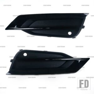 ボルボ ブラックカーボンスタイルフォグランプカバー フロントバンパーグリル 1ペア S90 V90 2016-2019 自動車用 31425447 31425446 - Black-1 Pair