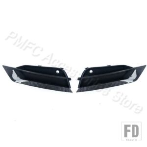 ボルボ ブラックカーボンスタイルフォグランプカバー フロントバンパーグリル 1ペア S90 V90 2016-2019 自動車用 31425447 31425446 - Carbon Style-1 Pair