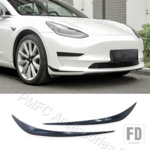 テスラ 2016-2022 モデル3 モデルY用 フロントバンパーコーナープロテクター フォグランプスポイラー ウィンドナイフデコレーションステッカー - Bright Black