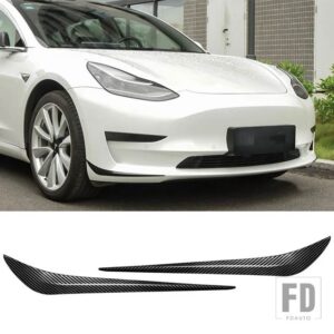 テスラ 2016-2022 モデル3 モデルY用 フロントバンパーコーナープロテクター フォグランプスポイラー ウィンドナイフデコレーションステッカー - Bright Carbon