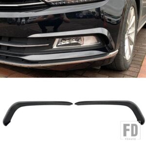 VW フォグフロントライトフレームカバートリムレーシングステッカーグリルカーアクセサリーパサートB8バリアント2016 2017 2018-2020用 - Carbon Fiber Texture