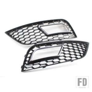 アウディ フォグランプグリルカバー フロントバンパー フォグランプグリル ハニカムメッシュ RS4スタイル A4 B8.5 2013-16 8K0807682K01C - Chrom