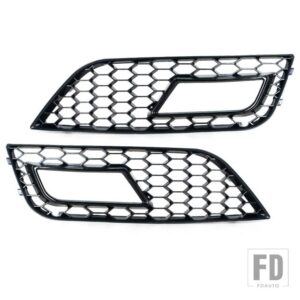 アウディ フォグランプグリルカバー フロントバンパー フォグランプグリル ハニカムメッシュ RS4スタイル A4 B8.5 2013-16 8K0807682K01C - Black