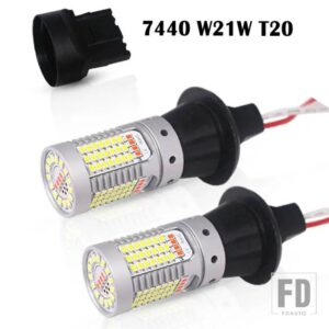 自動車用 T20 LED ホワイト/レッド デュアルカラー CANバス W21W 7440 3156 1156 P21W LED電球 自動車用 バックアップ リバースライト リアフォ - 7440 T20 W21W