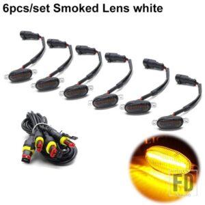 フォード 汎用 トヨタ カーフロントLEDグリルライトスモークアンバーホワイト12LEDグリルライトイーグルアイランプオフロードトランクSUV 12V用 - 6PC Smoked Amber