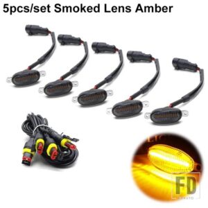 フォード 汎用 トヨタ カーフロントLEDグリルライトスモークアンバーホワイト12LEDグリルライトイーグルアイランプオフロードトランクSUV 12V用 - 5PC Smoked Amber