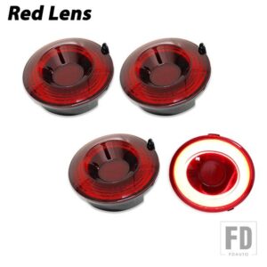シボレー 4個 テールライト 3DオプティックLEDテールランプアセンブリ C6コルベット用 リアランニングドライビングパーキングランプ テールライ - Tail Red Lens