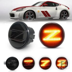 日産 370Z クーペ ニスモ Z34 2009-2020 用 2個 ウィンカー ダイナミックライト LED 点滅サイドマーカーランプ ホワイト パーキングライト - Smoked Amber