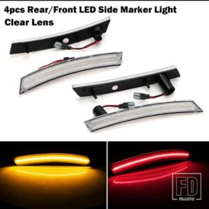 ミニクーパー アンバー/レッド フル LED サイドマーカーライト R50 R52 R53 用 合計120-SMD LED 搭載 サイドマーカーランプと交換可能 - Clear Rear Front