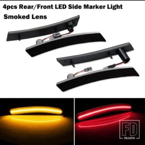 ミニクーパー アンバー/レッド フル LED サイドマーカーライト R50 R52 R53 用 合計120-SMD LED 搭載 サイドマーカーランプと交換可能 - Smoked Rear Front